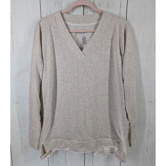 St‎ Johns Bay Size XL Tan V Neck Casual Womens Long Sleeve Sweater Top - Picture 1 of 7